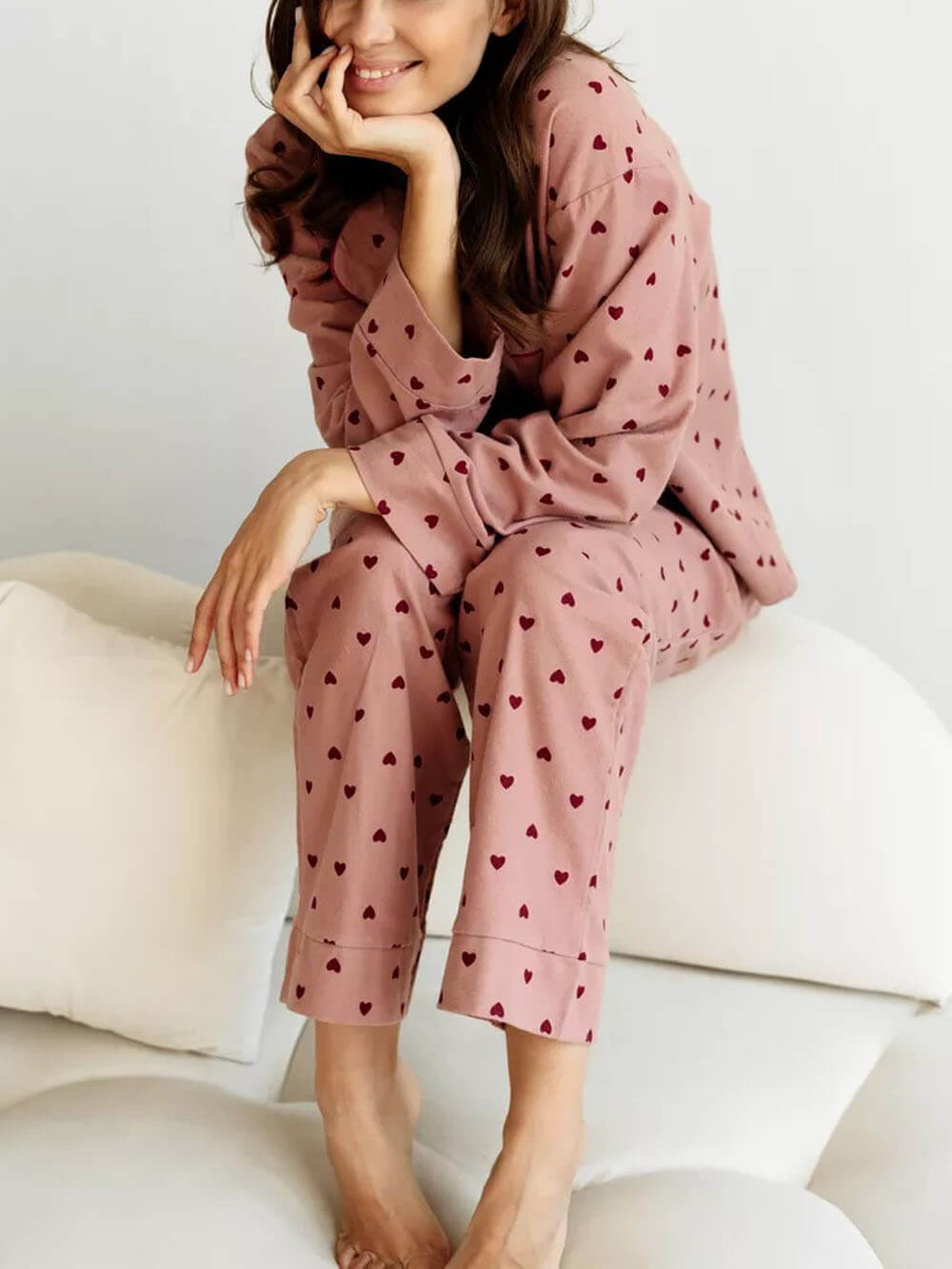 Hartpatroon revers Franse pyjamaset