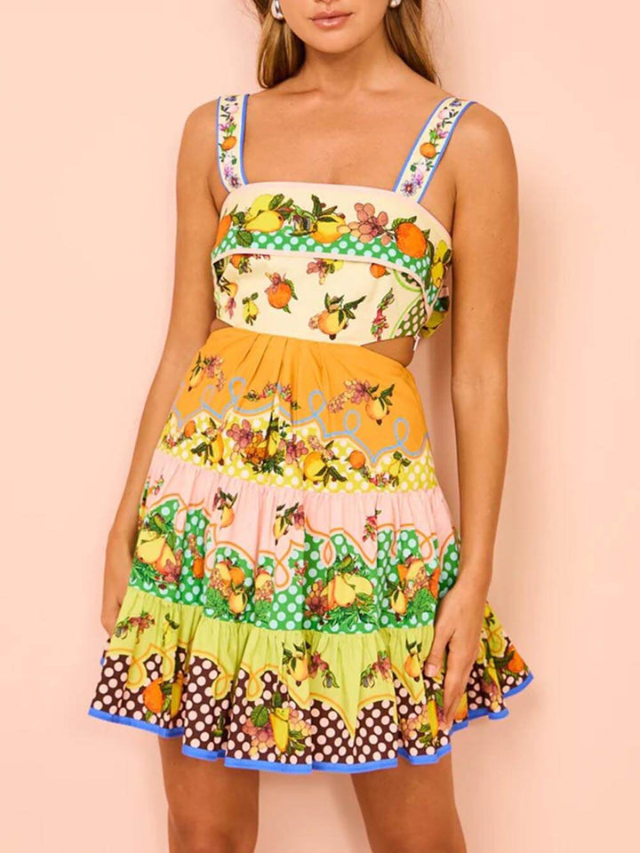 Summer MulticolorLemon Minivestido con dobladillo precortado