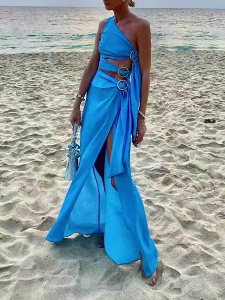 Sommer sexy bandasje uregelmessig ermeløs kjole