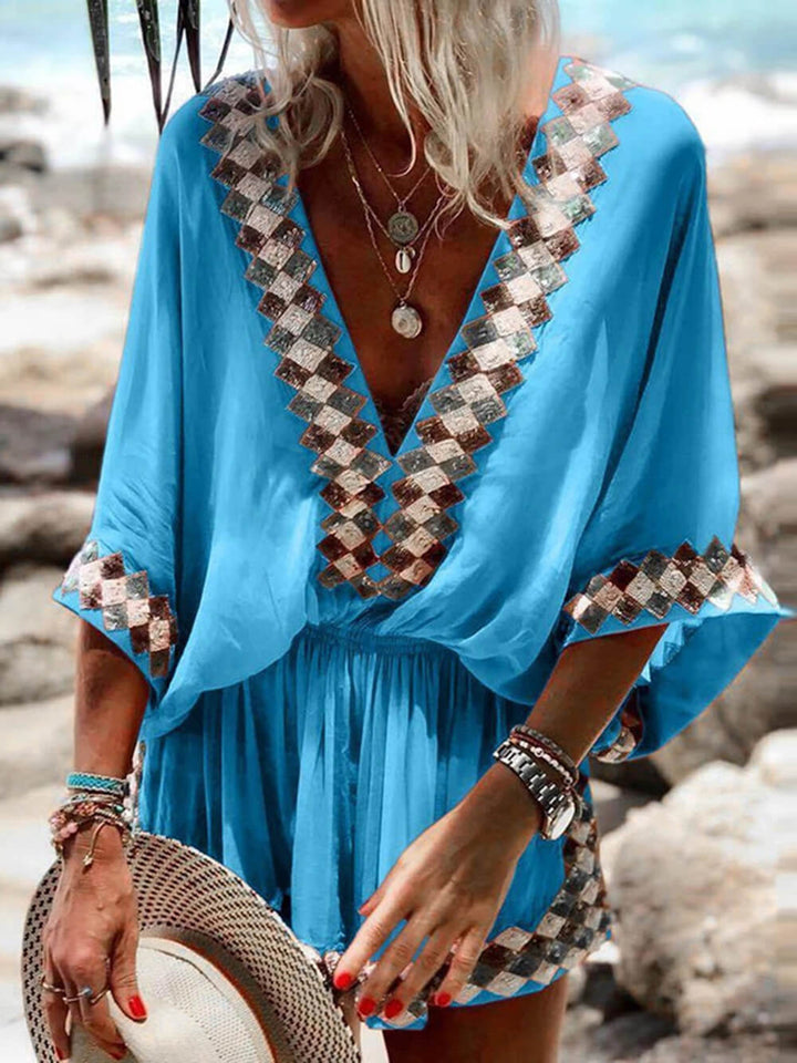 Pagliaccetto kimono con stampa Bohemian Beach