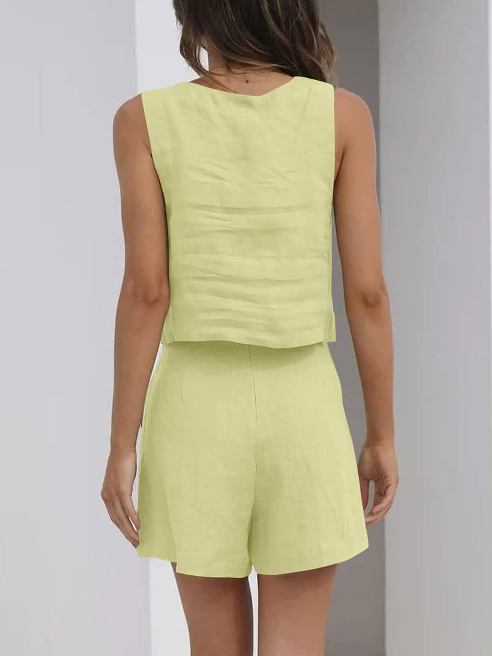 Summer Refreshing Sleeveless Vest Top Shorts Set