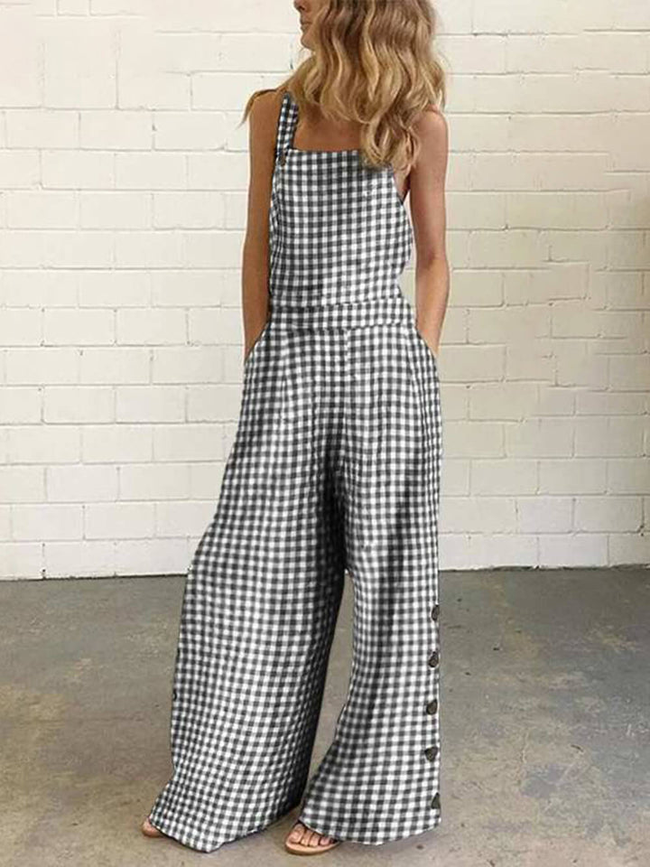 Rugloze jumpsuit met stippenprint