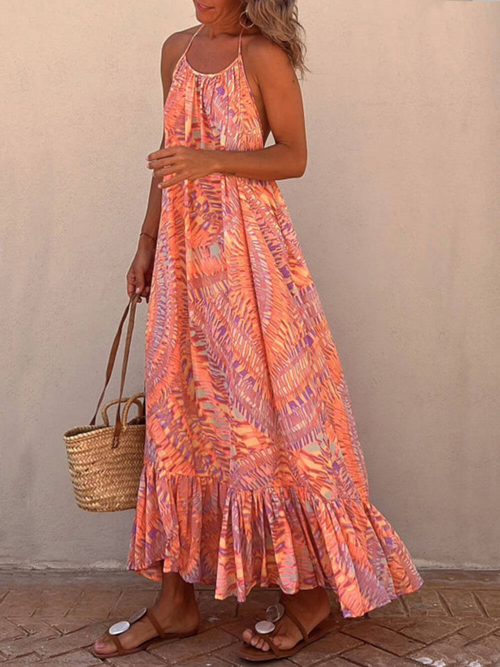 Golden Times Ethnic Print Φόρεμα Vacation Maxi σε γραμμή Α