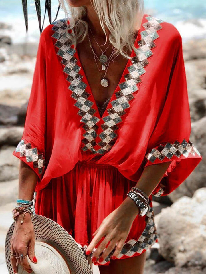 Pagliaccetto kimono con stampa Bohemian Beach