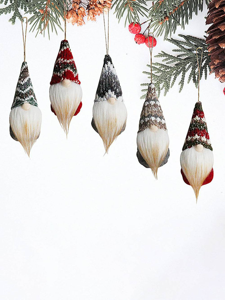 5 Stück gestrickte Weihnachtsbaumpuppe, gesichtsloser alter Mann, Ornament