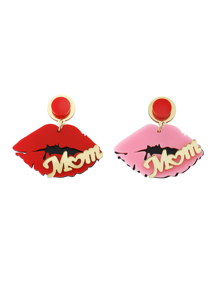 Mother's Day - Acrylic Creative Red Lip Shape Earrings