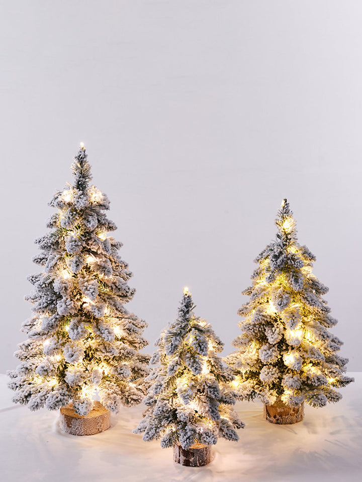 Flokket mini juletre dekorative bordpynt