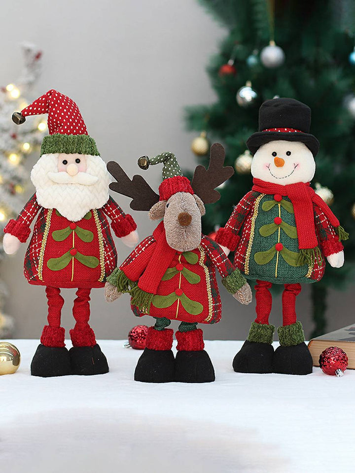 Χριστουγεννιάτικο υφασμάτινο αναδιπλούμενο διακοσμητικό κούκλας χιονάνθρωπος με άλκες
