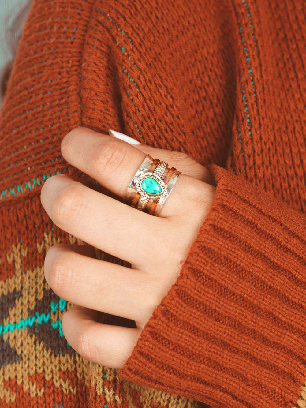 Ήσυχο Oasis-The Serenity Turquoise Large Circle Ring