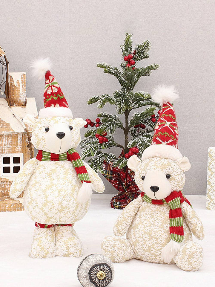 Ornamenti natalizi per bambole alci in tessuto con fiocchi di neve ricamati
