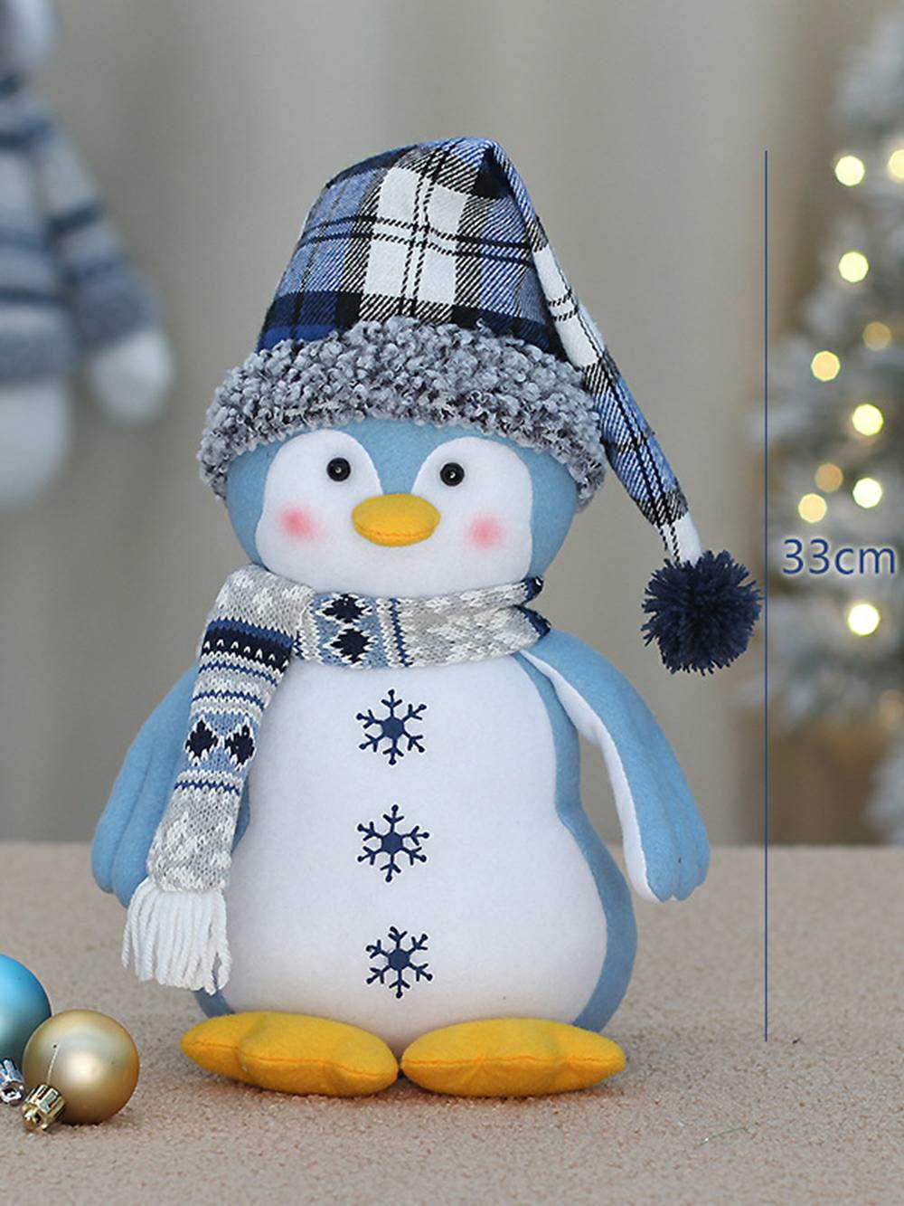 Jul Blå Stof Isbjørn Penguin Doll Ornamenter