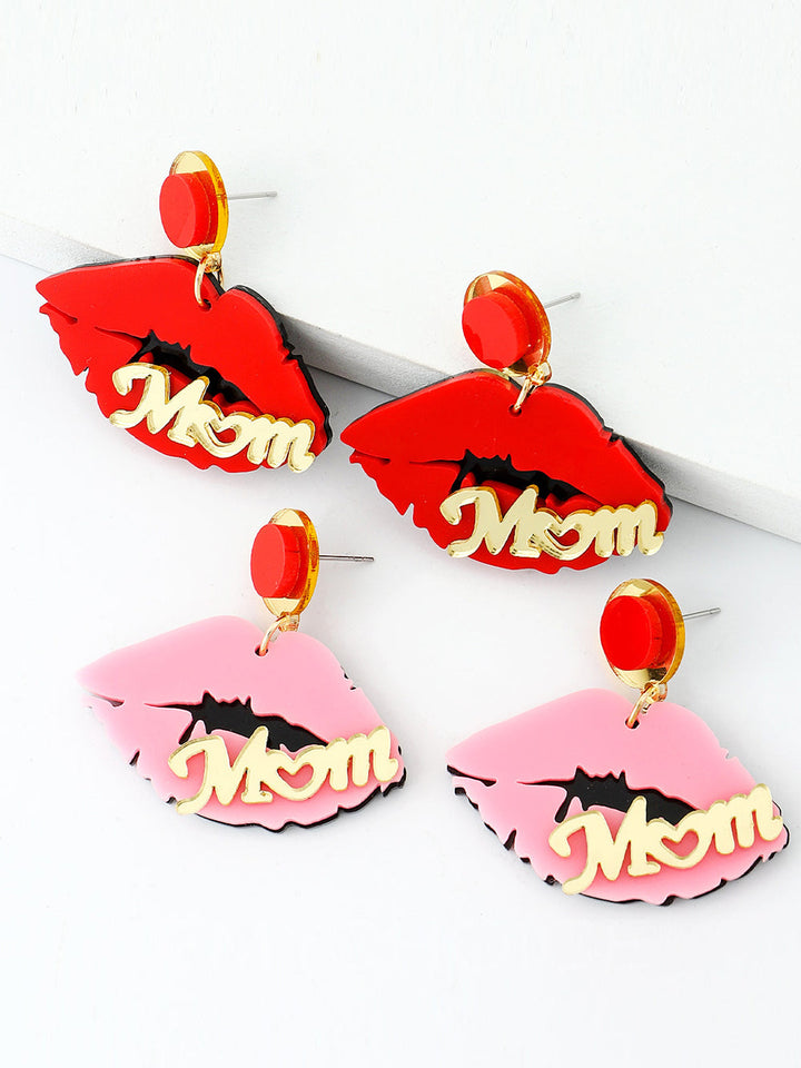 Mother's Day - Acrylic Creative Red Lip Shape Earrings