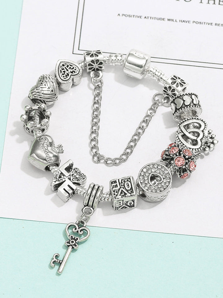 Pulsera de amor con llave de bloqueo de corazón