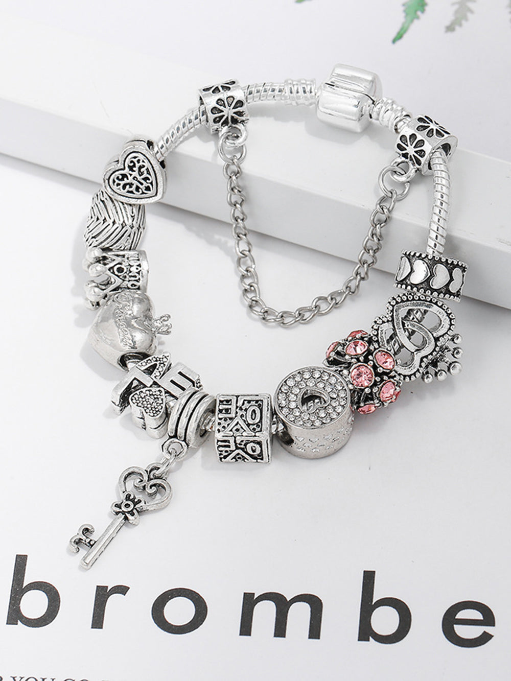 Pulsera de amor con llave de bloqueo de corazón