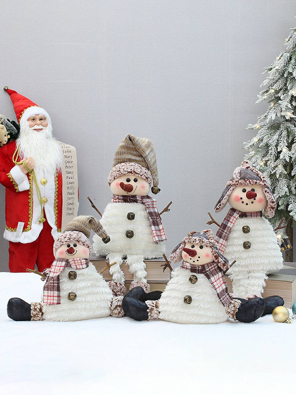 Christmas Fabric Snowman Cross-Legged Retro Doll Ornaments