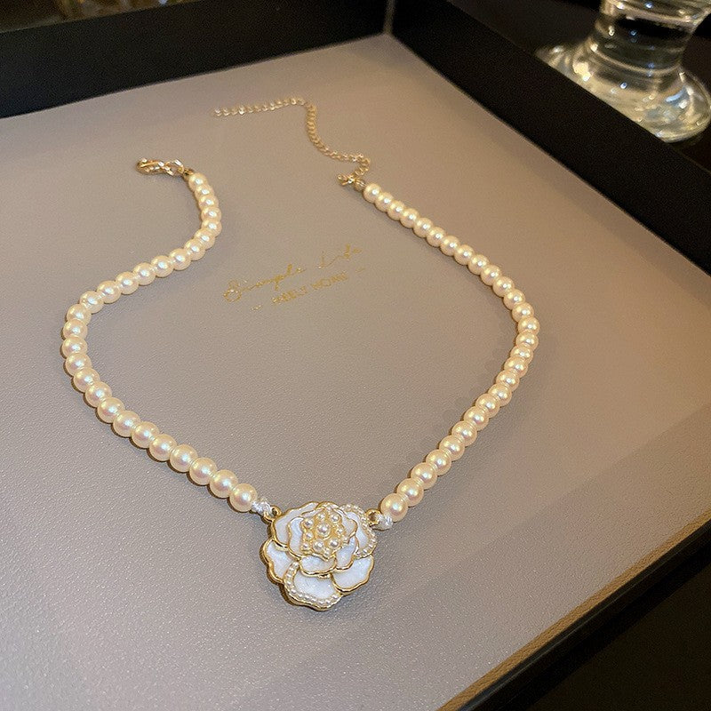 Vintage módní kulatý perlový náhrdelník