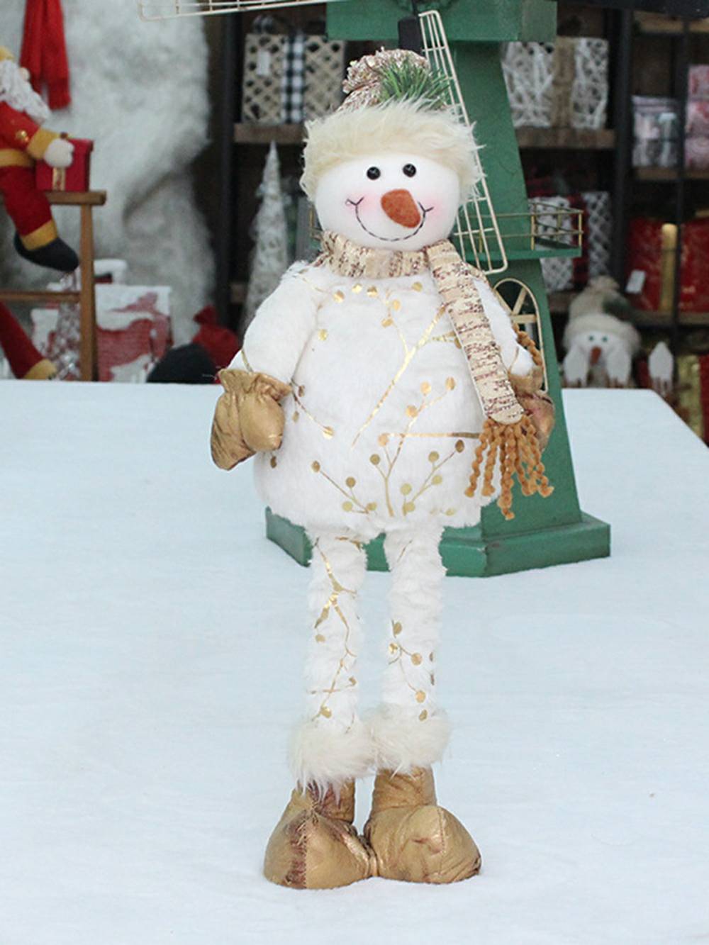 Printed Fabric Retractable Snowman Doll Ornament