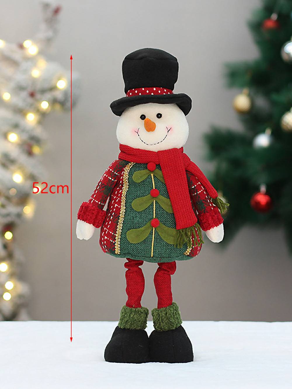 Χριστουγεννιάτικο υφασμάτινο αναδιπλούμενο διακοσμητικό κούκλας χιονάνθρωπος με άλκες