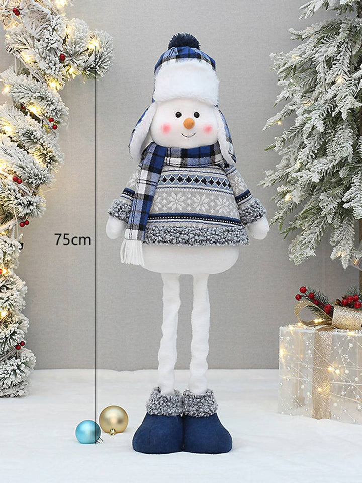 Ornamenti decorativi per bambole di Natale retrattili in tessuto blu natalizio