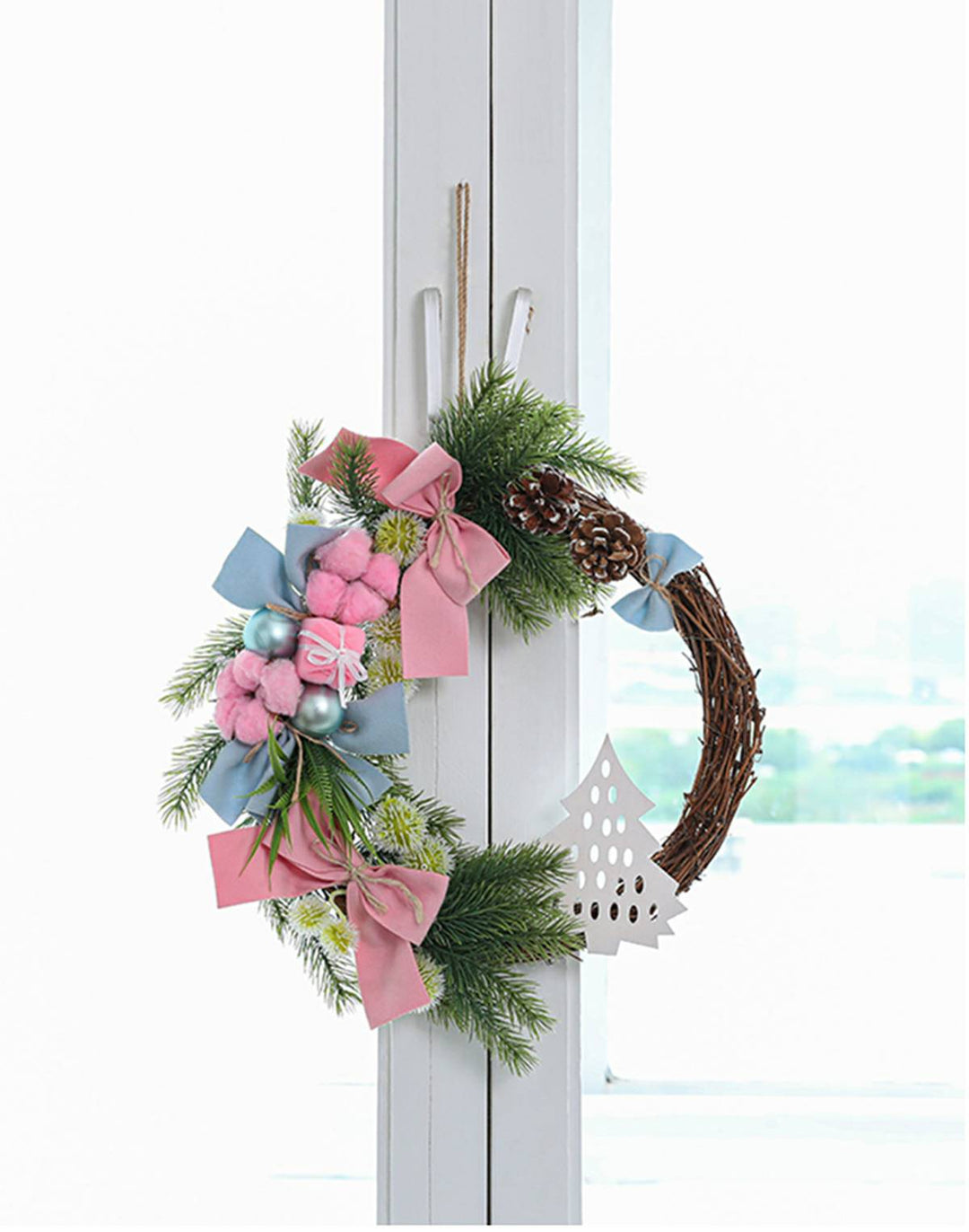 Festive Window Door Vine Wreath Christmas Decoration