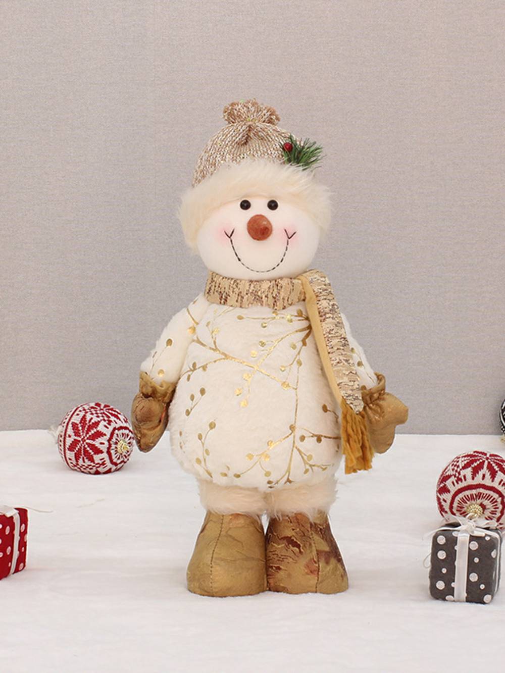Printed Fabric Retractable Snowman Doll Ornament