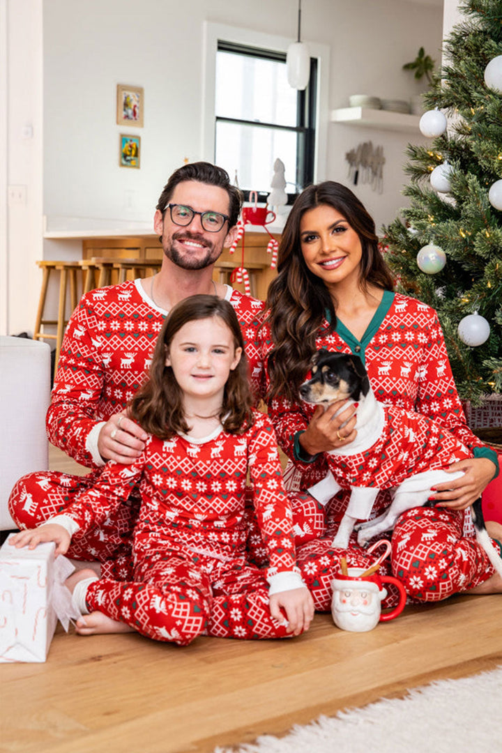 Pyjama assorti familial avec élan de Noël