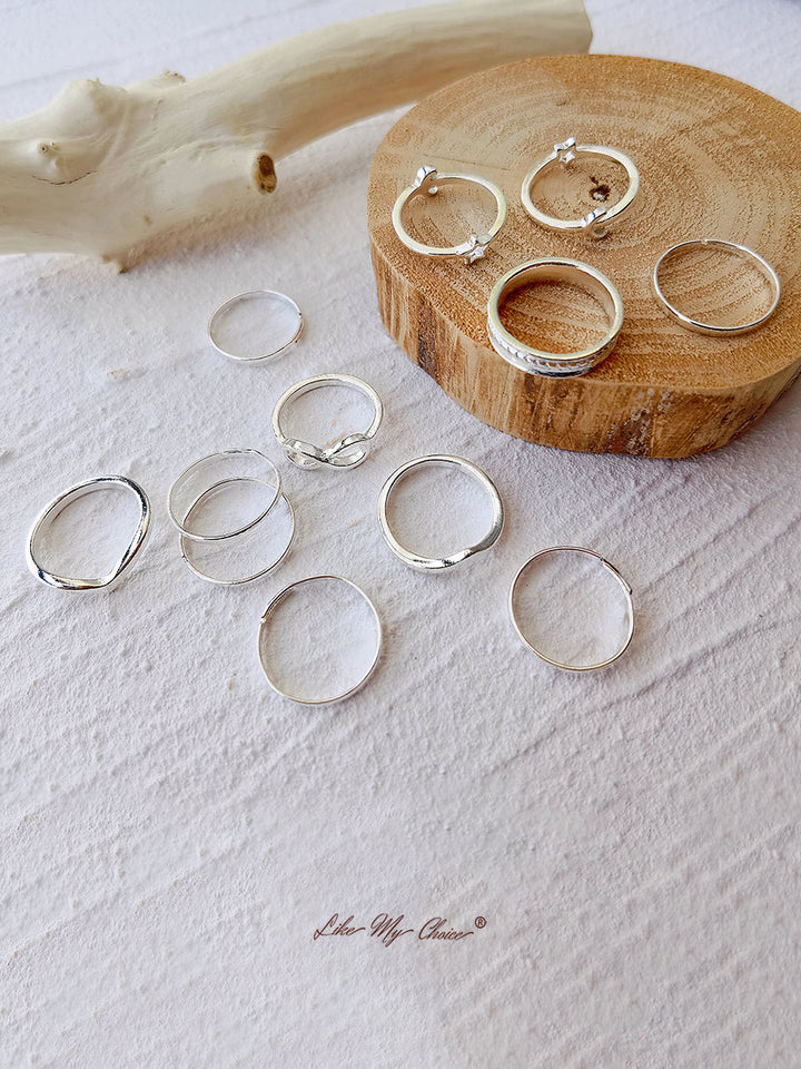 Geometrisches Stern- und Mond-Boho-Ring-Set, 12-teilig