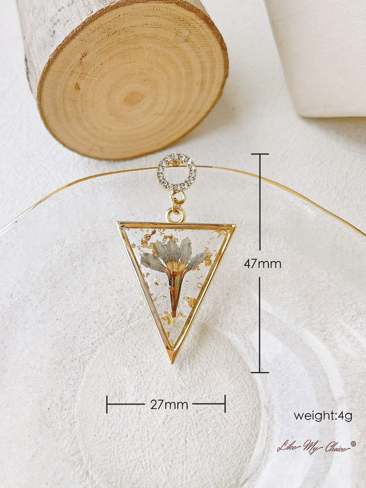 Triangel Handgjorda örhängen Resin Plant Örhängen Små smycken Temperament