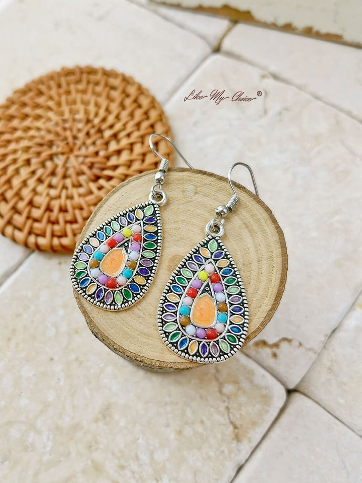 Kleurrijke Teardrop Boho oorbellen