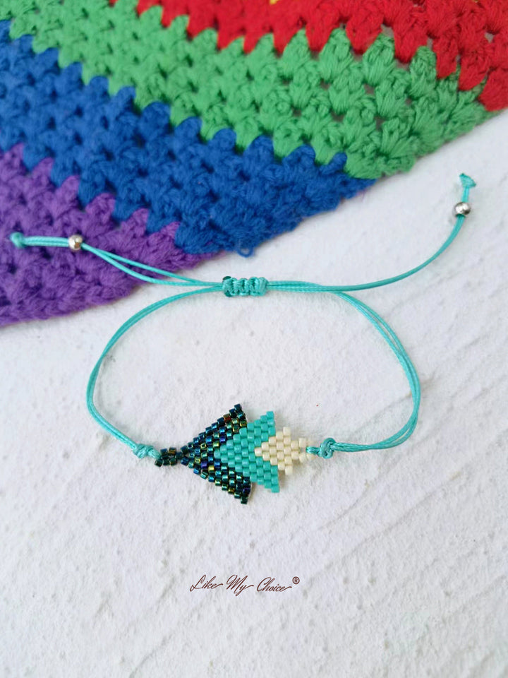 Pulsera de cuentas con cordón ajustable Miyuki Emerald Arrow