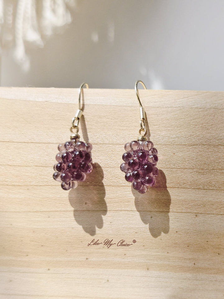 Pendientes de uva morada