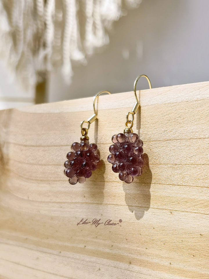 Pendientes de uva morada