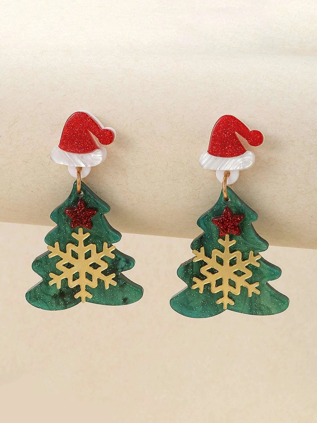 قبعة أقراط عيد الميلاد وشجرة ديكور ندفة الثلج