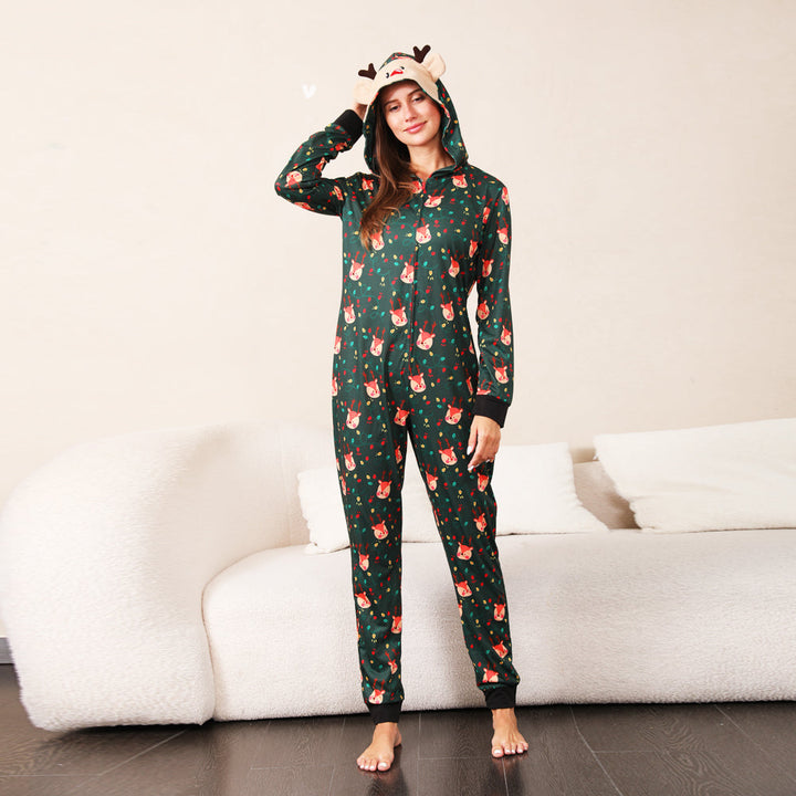 Groene vos en kerst Llight Bulb Print Fmalily bijpassende pyjama rompertjes