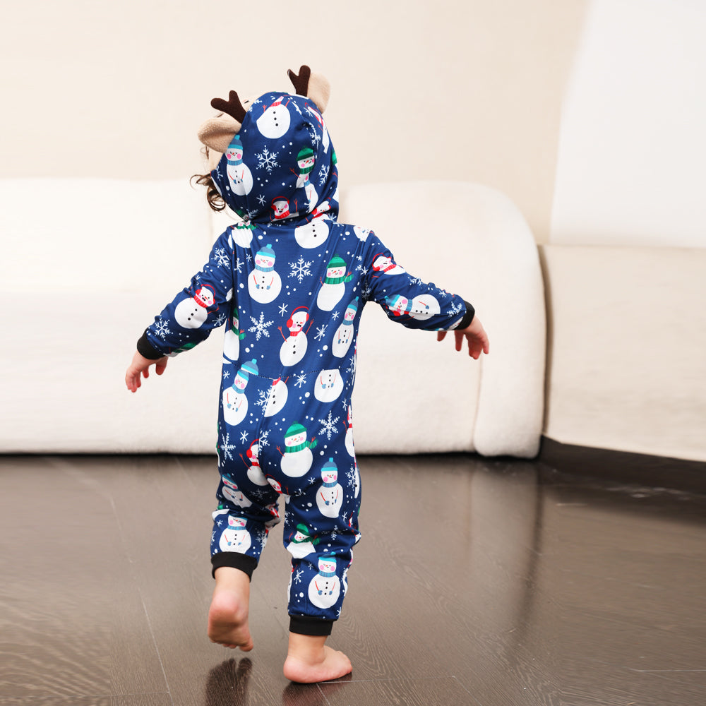 Blue Snowman Fmalily Matching Pajamas Onesies