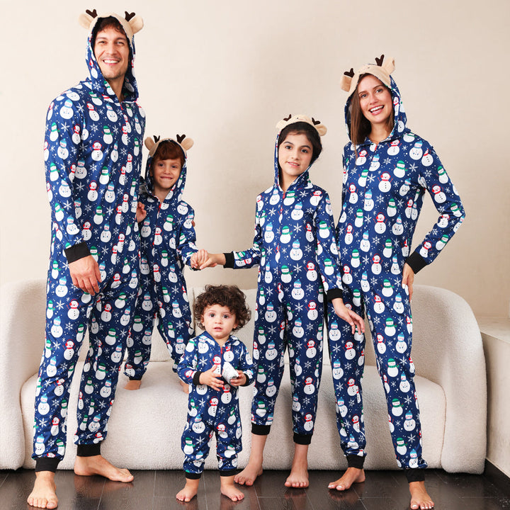 Blue Snowman Familjematchande pyjamas Onesies