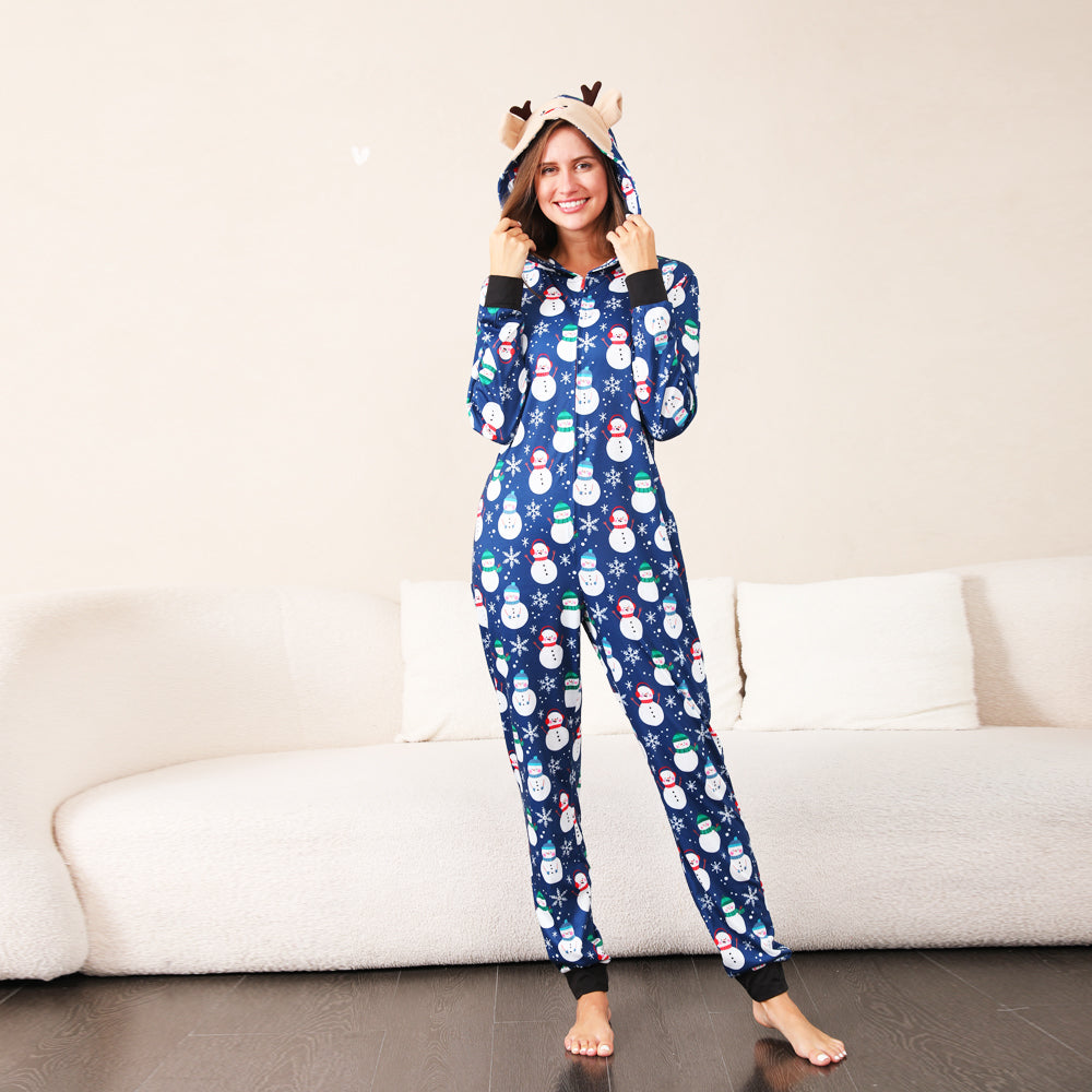 Blue Snowman Familjematchande pyjamas Onesies