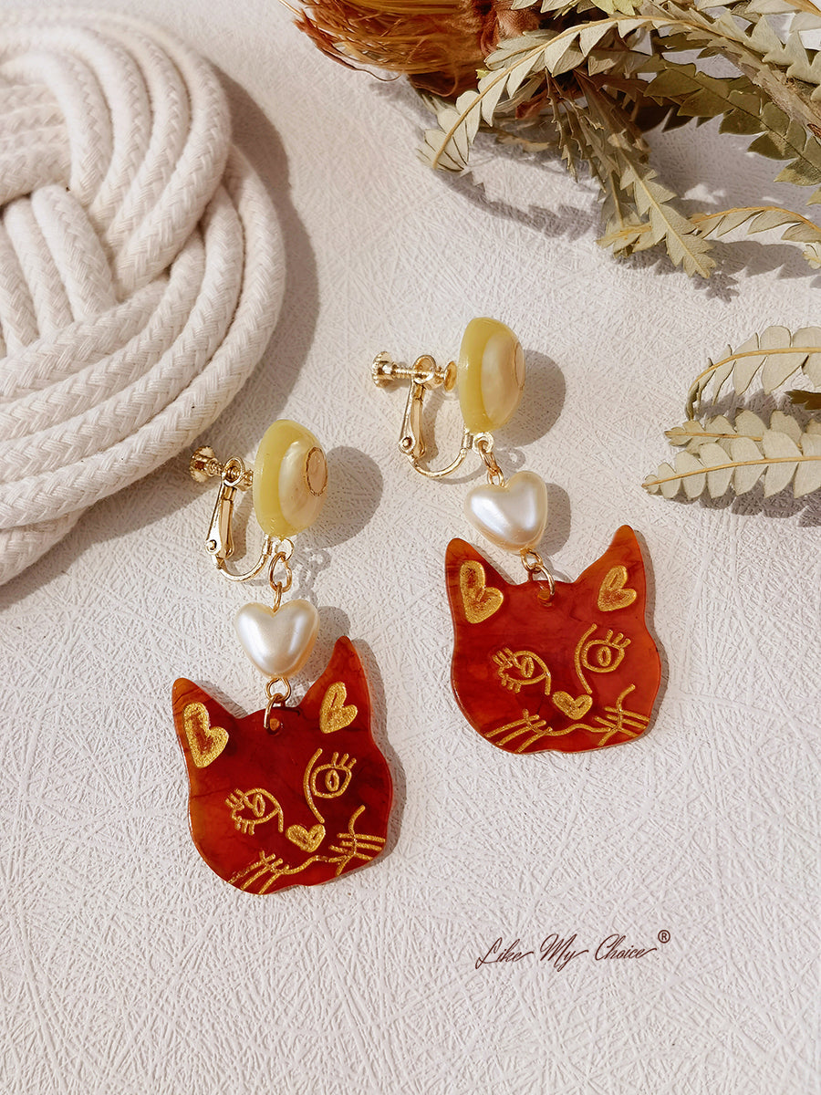 Rose Gold Hoop eller Dingle Cute Cat Lover øreringe