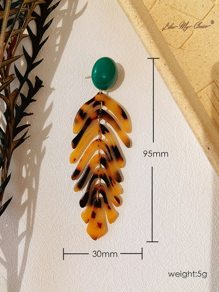 Σκουλαρίκια Quartz Leaf Long Resin Bohemian Jewelry