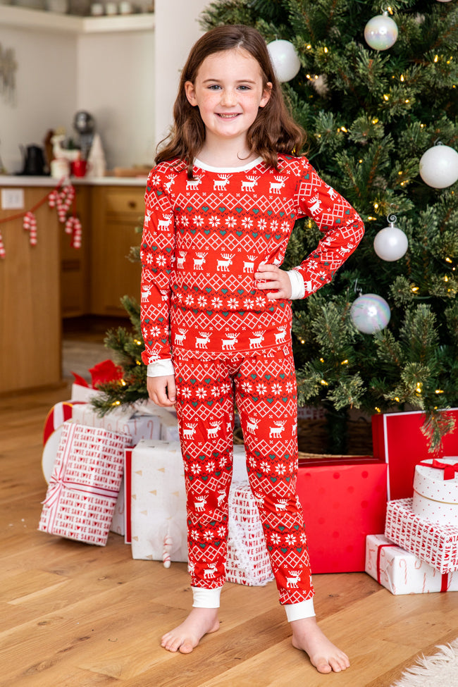 Pyjama assorti familial avec élan de Noël