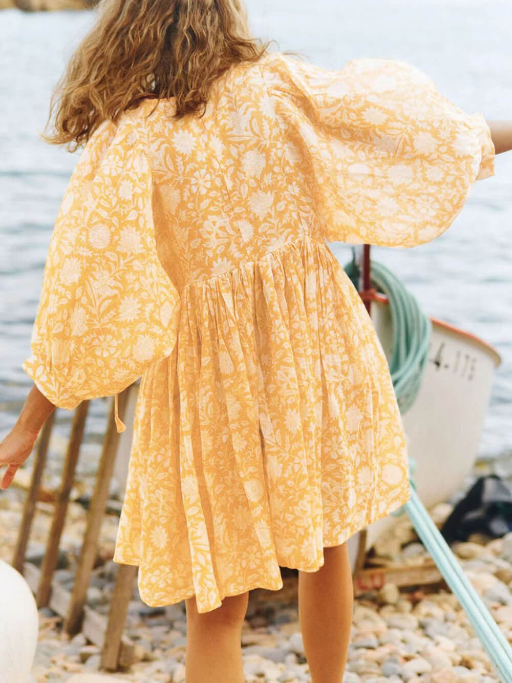 Vakantie retro-stijl losse bedrukte jurk