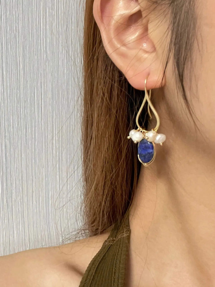 Pendientes de perlas Pendientes de lapislázuli barrocos de alta gama