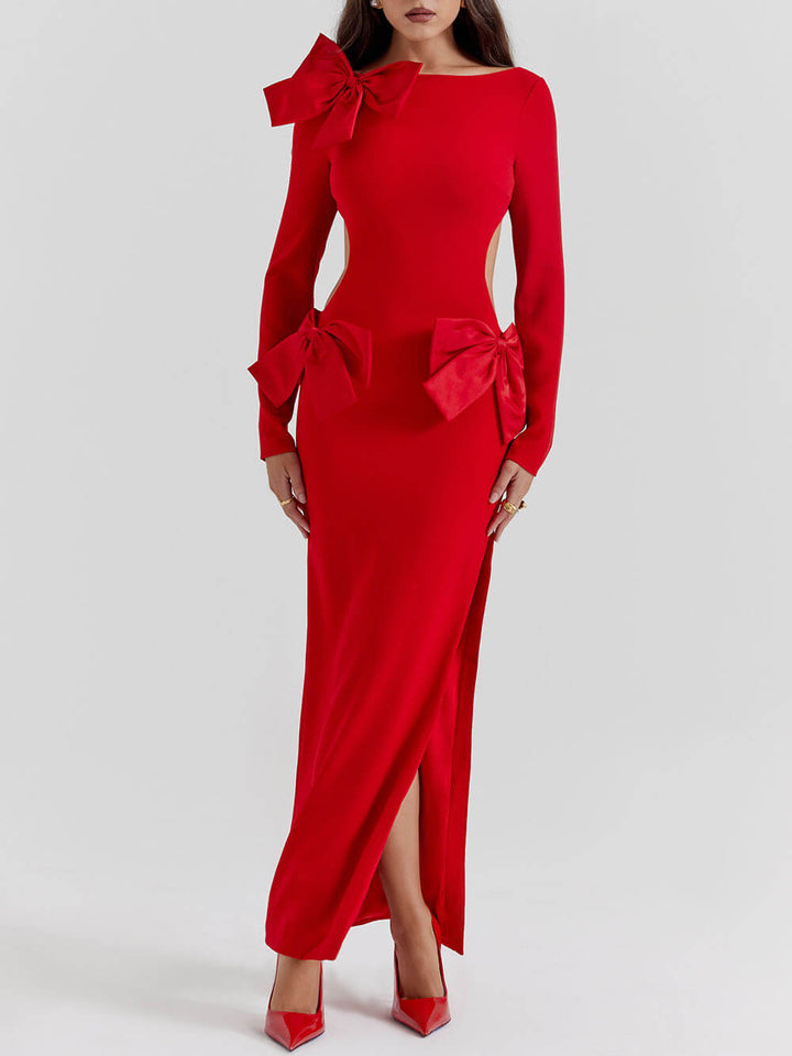 Κόκκινο μάξι φόρεμα με φιόγκο