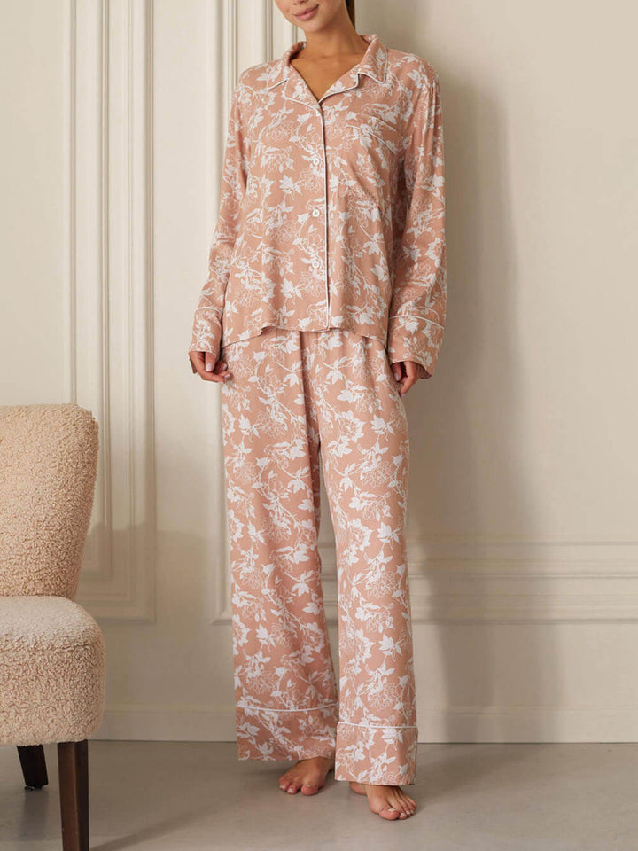 Lockeres Pyjama-Set mit Blumendruck