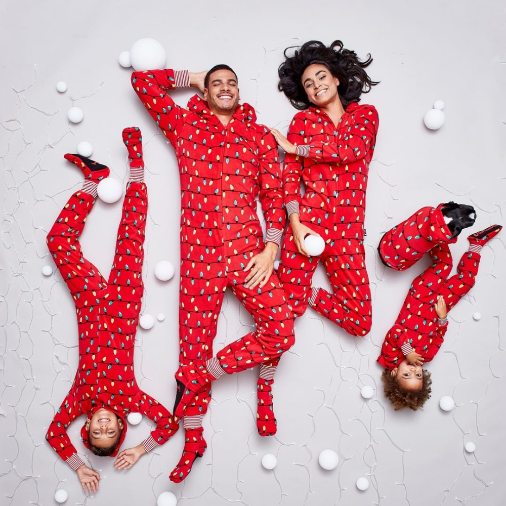 Red Christmas Bulb Hooded Home Matching Pajamas Set