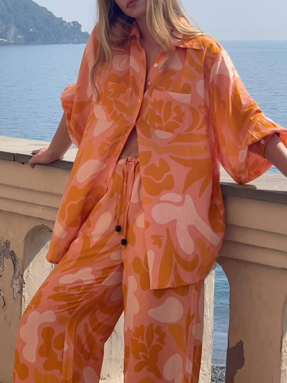 Μοναδικό Ethnic Holiday Print Loose Παντελόνι