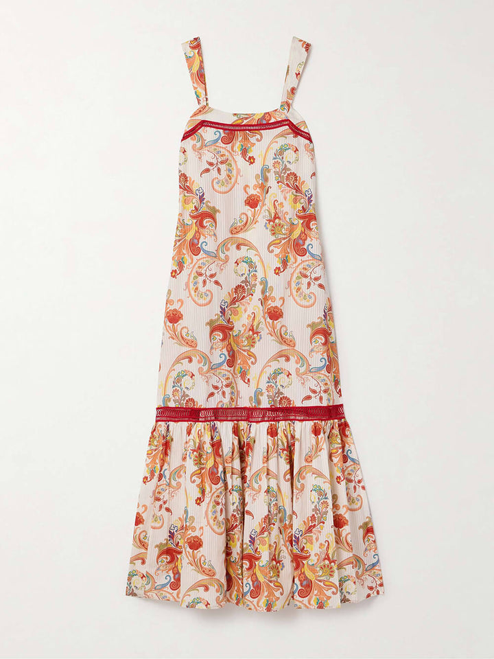 Moderne udsøgt Paisley Maxi-kjole med hæklet trim