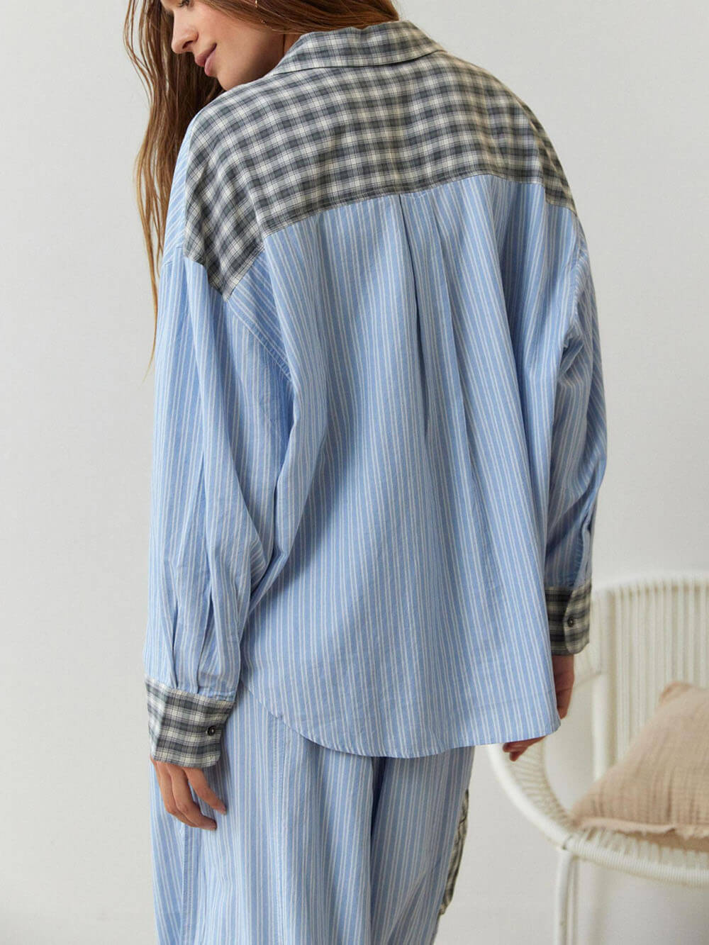 ชุดนอน Blue Loose Splice Pyjama