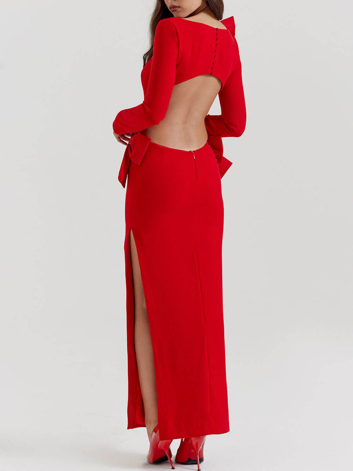 Rotes Maxikleid mit Schleife