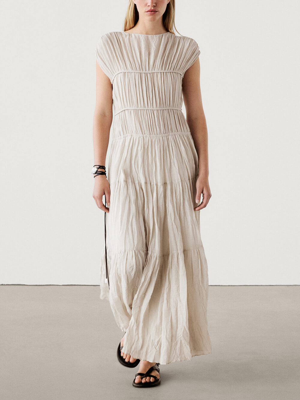 Wyjątkowa, dwustronna, sznurowana sukienka plisowana